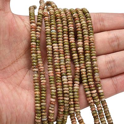 Natural Unakite Beads Strands G-L635-A15-4x2mm-1