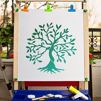 2Pcs 2 Styles Plastic Drawing Painting Stencils Templates DIY-GF0006-01A-1