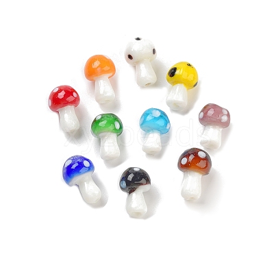 Mushroom Handmade Lampwork Beads Strands LAMP-R116-03-1