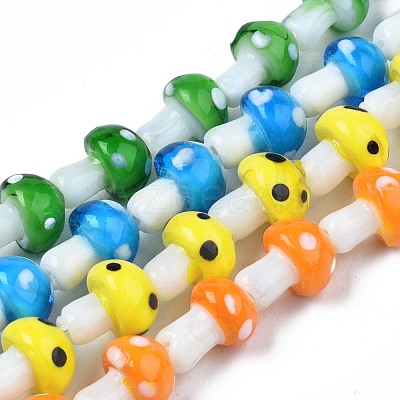 Mushroom Handmade Lampwork Beads Strands LAMP-R116-19A-1