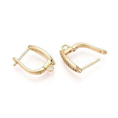 Brass Micro Pave Cubic Zirconia Hoop Earring Finding KK-N261-38G-1