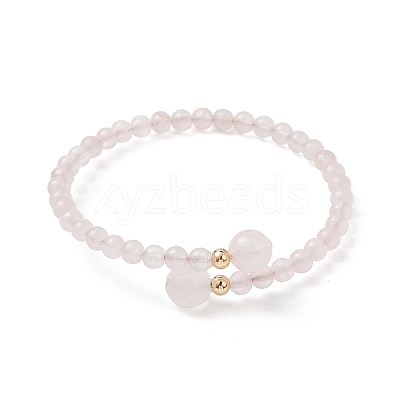 Natural Rose Quartz Beaded Cuff Bangles BJEW-JB13328-01-1