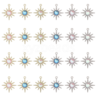 24Pcs 6 Styles Rack Plating Alloy Pendants FIND-CA0008-01-1