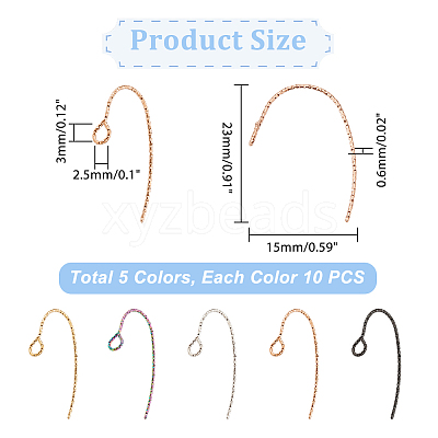 50Pcs 5 Colors 316 Surgical Stainless Steel Earring Hooks Ion Plating(IP) STAS-DC0011-04-1