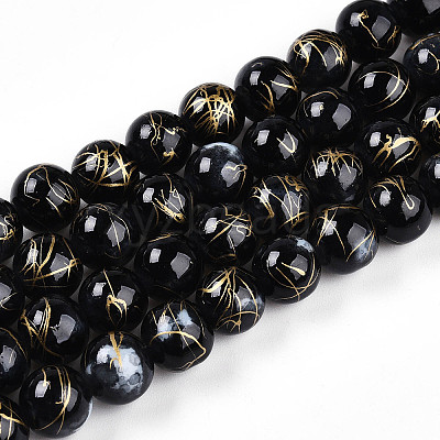 Baking Paint Glass Beads Strands DGLA-N003-10mm-B10-1