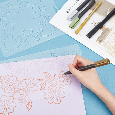 2Sheets 2 Styles Plastic Drawing Painting Stencils Templates DIY-CA0001-86-1