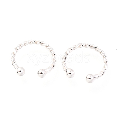 Rhodium Plated 925 Sterling Silver Cuff Earrings EJEW-H124-10P-1