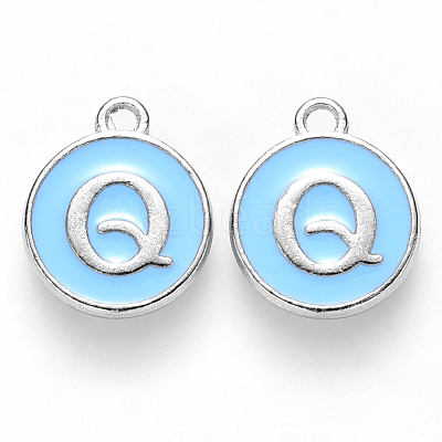 Platinum Plated Alloy Enamel Charms ENAM-S118-04Q-P-1