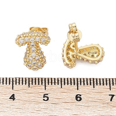 Brass Micro Pave Cubic Zirconia Stud Earrings EJEW-Z091-04G-T-1