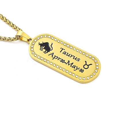 Constellation 304 Stainless Steel Micro Pave Clear Cubic Zirconia Wheat Chain Pendant Necklaces for Women Men NJEW-U007-01J-1