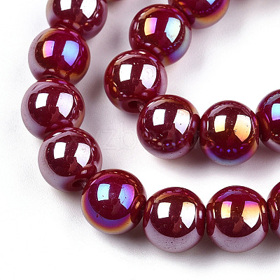 Electroplate Opaque Glass Beads Strands GLAA-T032-P8mm-AB05-1
