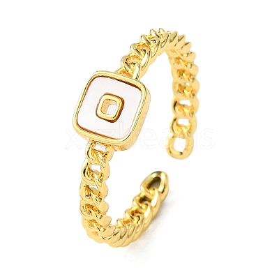 Brass Shell Open Cuff Rings for Women RJEW-K309-38G-1
