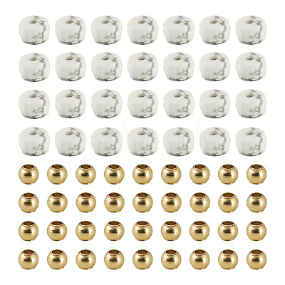 50Pcs Natural Howlite Beads G-TAD0001-09-1