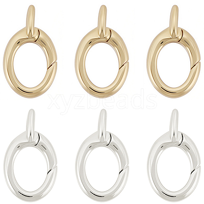 6Pcs 2 Colors Brass Spring Gate Rings KK-SC0008-02-1