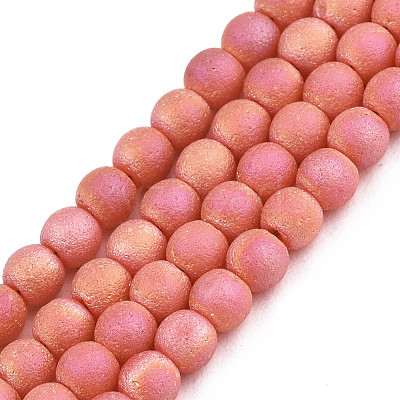 Frosted Electroplate Glass Beads Strands EGLA-S195-01C-06-1