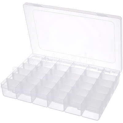36 Grids Transparent Plastic Adjustable Dividers Boxes with Hinged Lid CON-PA0001-08-1