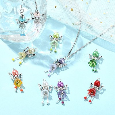 30Pcs 10 Styles Handmade Glass Pearl Beads Pendants PALLOY-CJD00004-1