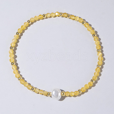 Natural Citrine Beaded Stretch Bracelets for Women BG9690-3-1