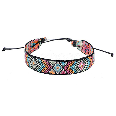 Cotton Flat Cord Bracelet with Wax Ropes PW-WG81226-03-1