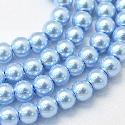 Baking Paint Pearlized Glass Pearl Round Bead Strands X-HY-Q003-4mm-24-1