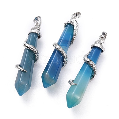 Natural Agate Big Pointed Pendants G-F696-B12-1