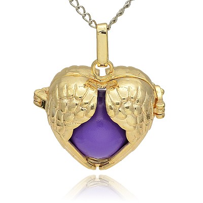 Golden Tone Brass Hollow Heart Cage Pendants KK-J241-04G-1