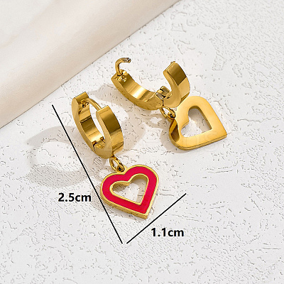 201 Stainless Steel Minimalist Heart-shaped Earrings for Women Vacation Date Casual Gift WC5302-1