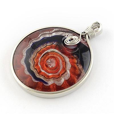 Handmade Silver Foil Lampwork Pendants FOIL-S135-01-B-1