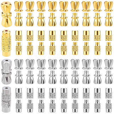 120 Sets 4 Style Column Brass Screw Clasps KK-SC0002-17-1