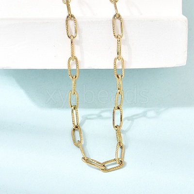 4MM 304 Stainless Steel Textured Paperclip Chain Necklaces for Man and Women SA-CBAB767-10G-1