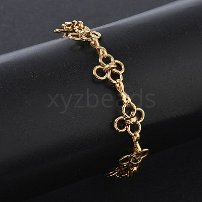 304 Stainless Steel Flower Link Chain Bracelets SA-CBA2696-21G-1