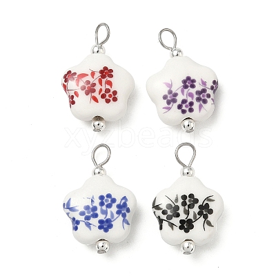 Handmade Printed Porcelain Pendants PALLOY-JF04401-01-1