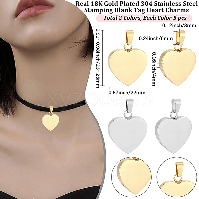 10Pcs Valentines Gift Idea for Him 304 Stainless Steel Stamping Blank Tag Pendants STAS-BBC0010-06A-1