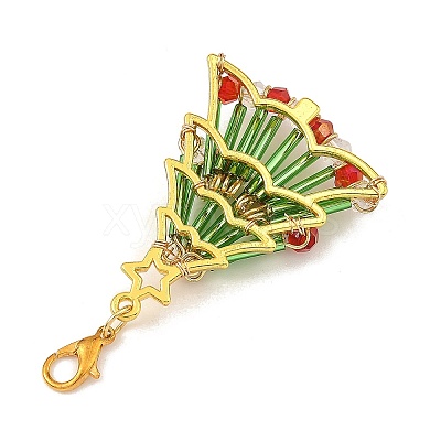 Christmas Tree Glass Beads Pendant Decorations HJEW-JM05045-1