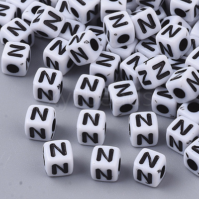 White Opaque Acrylic Beads X-MACR-R869-02N-1