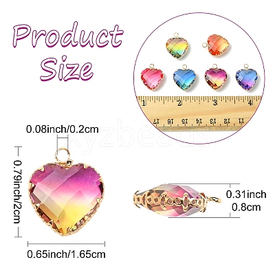 3Pcs K9 Glass Pendants GLAA-YW0004-39A-1