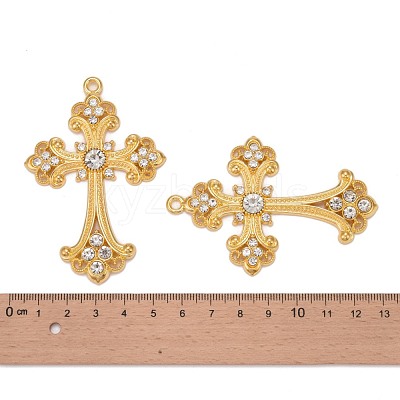 Alloy Rhinestone Cross Big Pendants ALRI-1475-G-RS-1