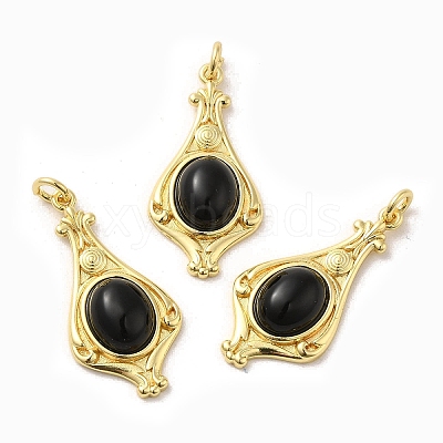 Natural Dyed & Heated Black Agate Pendants G-C096-03G-05-1