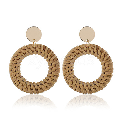 Alloy Rattan Woven Dangle Stud Earrings FS-WGA068A-02-1