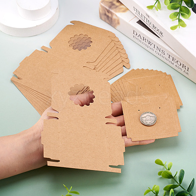 Square Kraft Paper Jewelry Storage Boxes CON-TAC0001-04A-1