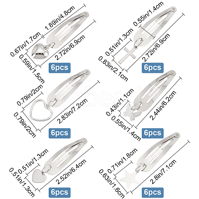 36Pcs 6 Style Iron Snap Hair Clips PHAR-CP0001-08-1