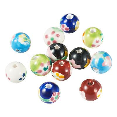 12Pcs 6 Colors Handmade Porcelain Beads PORC-TA0001-51-1