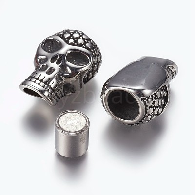 304 Stainless Steel Magnetic Clasps with Glue-in Ends STAS-E136-49-1