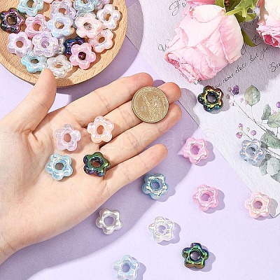 35Pcs 7 Colors UV Plating Opaque Acrylic Beads OACR-YW0003-89-1