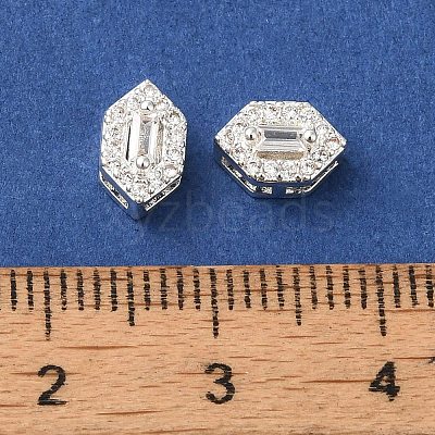 Brass Micro Pave Clear Cubic Zirconia Beads KK-G503-17S-1