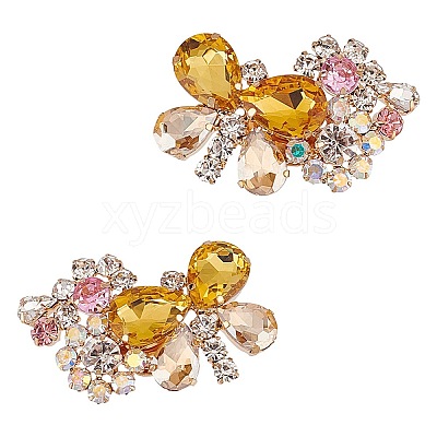 2Pcs Butterfly Alloy Glass Rhinestone Shoe Decoration FIND-AR0005-01E-1