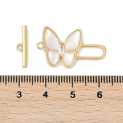 Brass Micro Pave Clear Cubic Zirconia Toggle Clasps KK-K391-21G-02-1