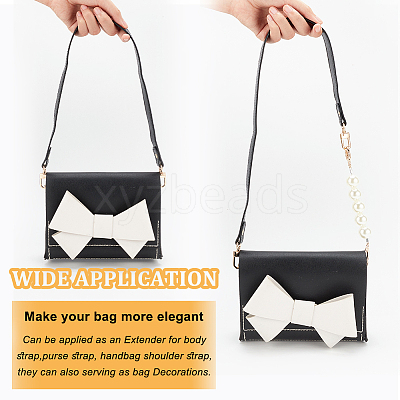 2Pcs 2 Style PU Leather & Round ABS Plastic Imitation Pearl Bag Straps Sets FIND-WR0009-23A-1