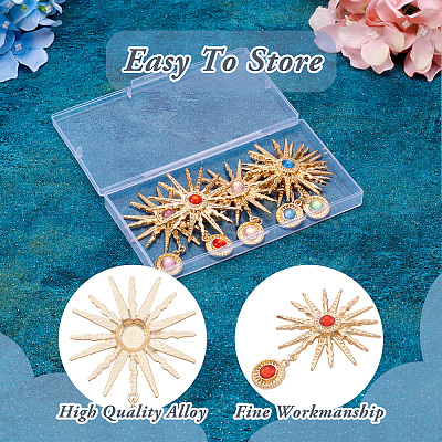 5Pcs 5 Colors Alloy with Resin Big Pendants FIND-TA0004-16-1