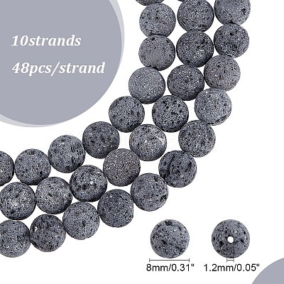 Unwaxed Natural Lava Rock Bead Strands X-G-F309-8mm-1